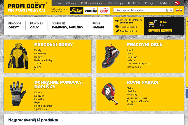 Profi-odevy.cz homepage